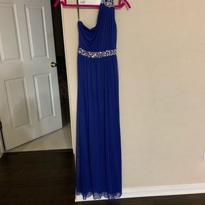 One Shoulder Royal Blue Prom Dress